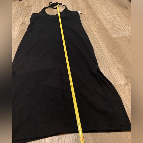 Gap Ribbed Midi Halter Dress Side Slits Shelf Bra Black XL NEW - Picture 7 of 8